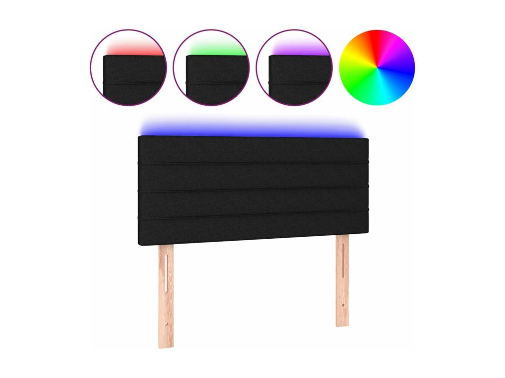 Black LED Headboard 80x5x78/88 cm Fabric UVMF70535