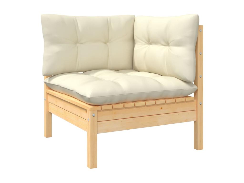 8-piece garden furniture set with cream cushions, solid pine wood BKEV33796