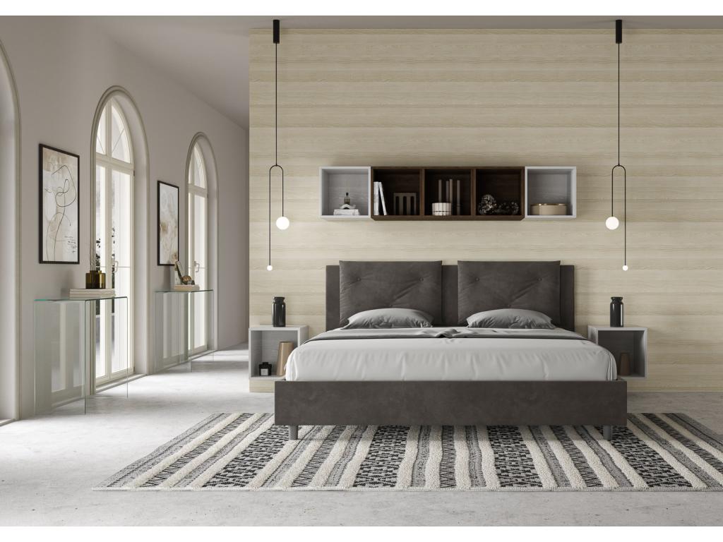 Dormeva size bed without slatted base, upholstered, 200x210 cm, grey microfiber, Dormeva MWSW74591