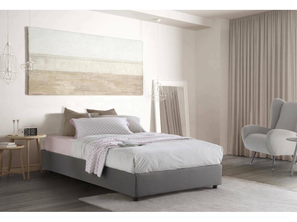 Dormeva Double Bed with Storage, Fabric Upholstery, Made in Italy, Front Opening, Suitable for 120x190 cm Mattress, Grey AALY86210