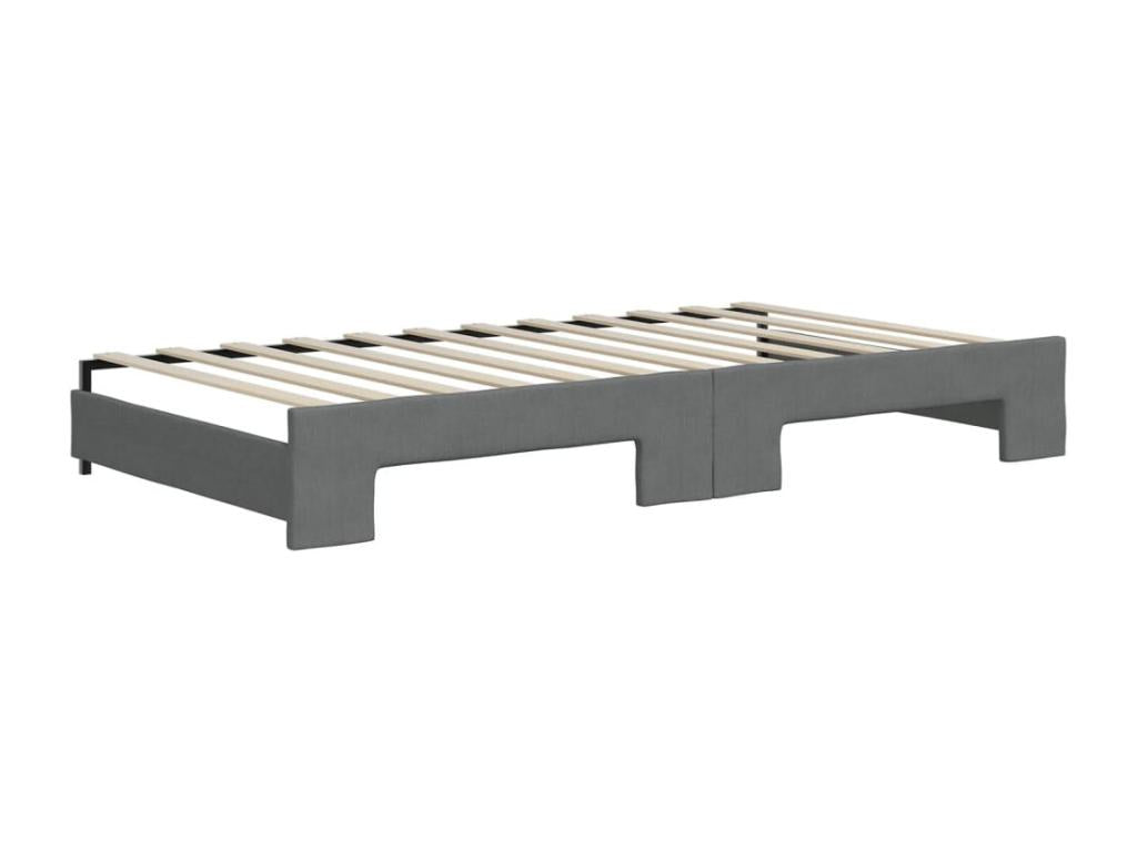 Daybed with pull-out bed and dark grey mattress 100x200 cm fabric DEAX65868