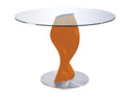 Dormeva Torsada round table with glass top and lacquered fiberglass base - Dimensions D 120 x H 76 cm TKZB26924