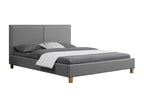 Dormeva double bed for adults, size 160x200 cm, 2-seater / 2-person, with slatted base and grey fabric headboard AZHG44069