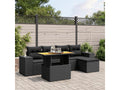 6-piece garden furniture set with cushions, black woven resin KXLB21944