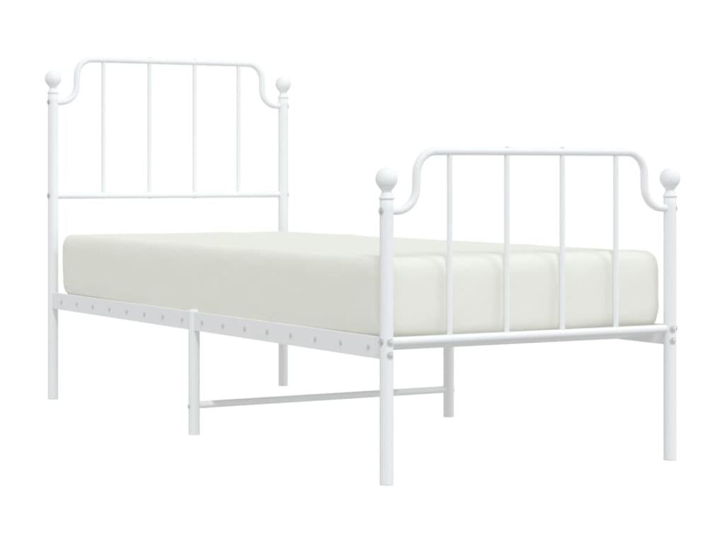 Metal bed frame with white headboard/footboard 75x190 cm PITE07537