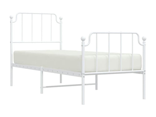 Metal bed frame with white headboard/footboard 75x190 cm PITE07537
