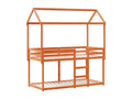 Bunk bed with brown waxed roof, 90x190cm, solid pine wood, HHTQ95855