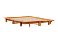 Bed frame without mattress, brown wax finish, 150x200cm, solid pine wood, RCEW26241