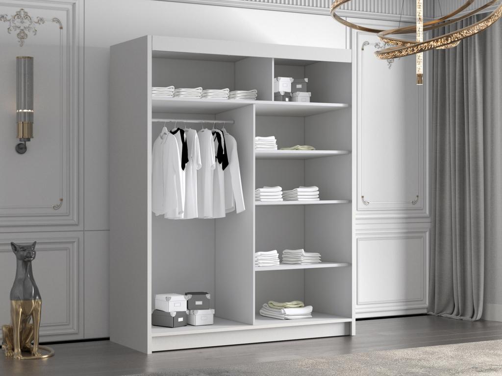Armoire Dormeva 187 Noir - Blanc 200x150x58cm Portes d'armoire Glissement BUFW27501