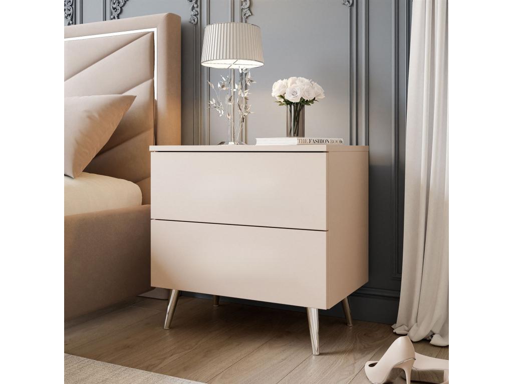 Dormeva bedside table with chrome legs and no handles DOQF30137