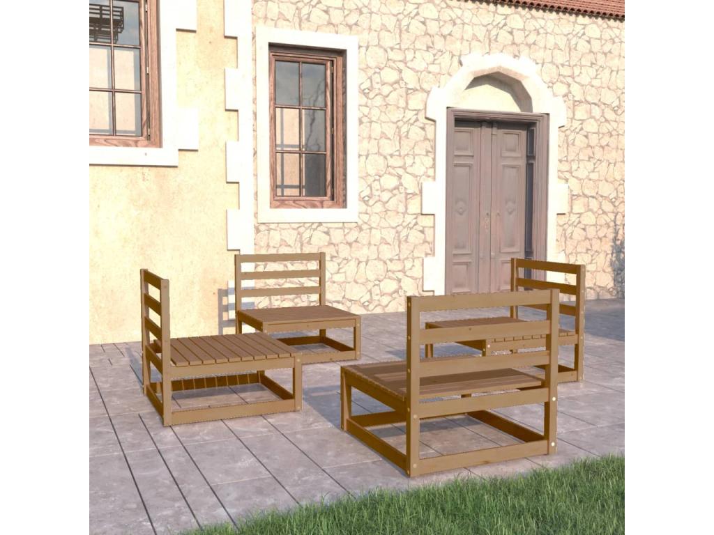 4-piece garden furniture set, honey brown, solid pine wood ABUR38790