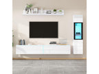 Wall-mounted TV unit with display cabinet - LEDs - Particleboard - Glossy white EPIL15844