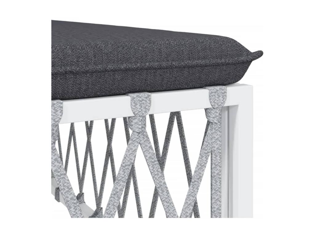 Garden furniture set with cushions, 5 pieces, white steel, JHXO25312