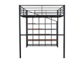 140x200 cm loft bed with large staircase - Metal, plywood, and MDF - Dormeva slatted base - Black VCKQ71071