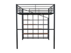 140x200 cm loft bed with large staircase - Metal, plywood, and MDF - Dormeva slatted base - Black VCKQ71071