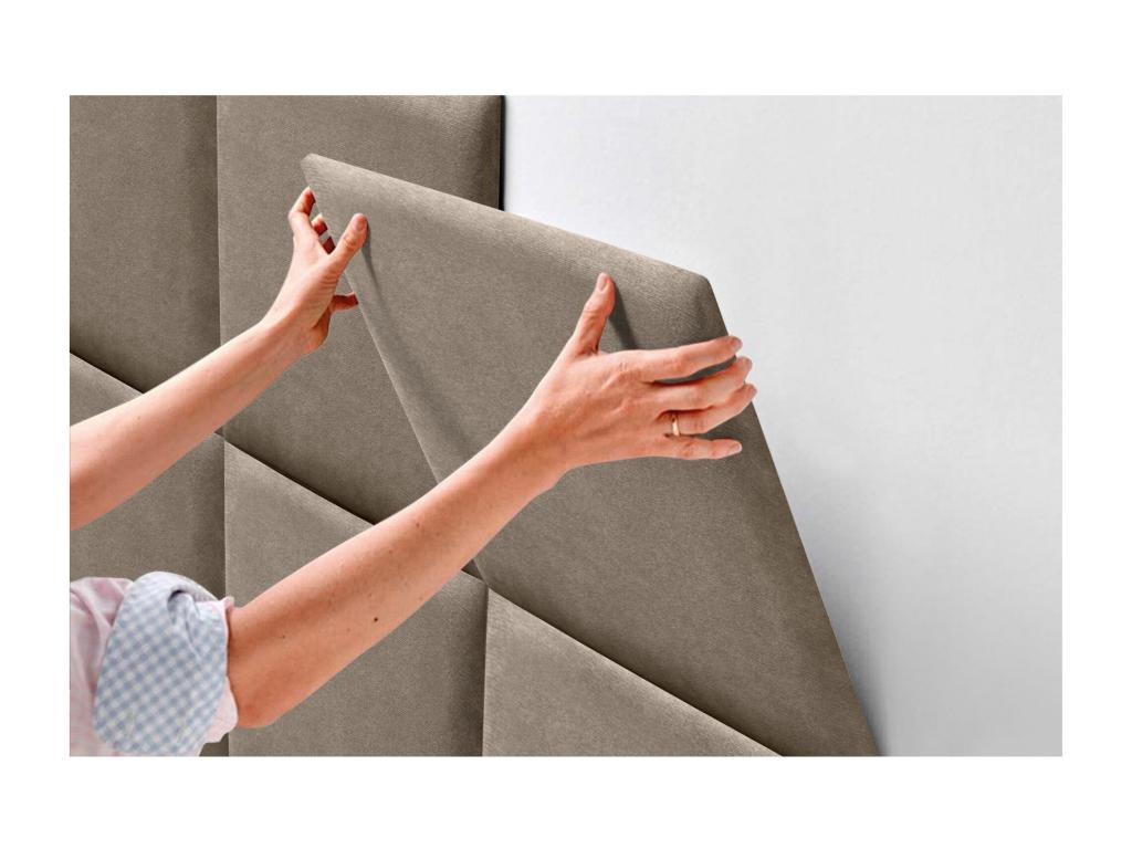 Dormeva Upholstered Headboard in Dormeva Fabric, Composed of Interchangeable Self-Adhesive Bed Panels for Luxury Bedroom, Earth, 120 cm JJNL88931