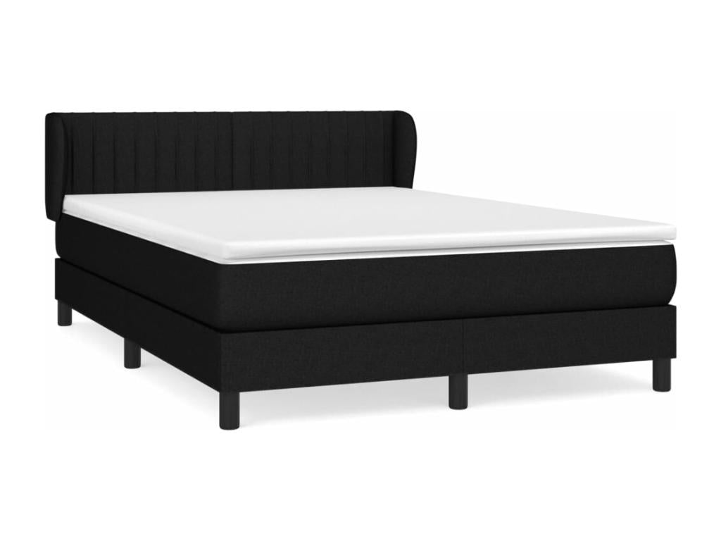 Upholstered bed base with mattress, black, 140x190 cm, fabric, YQOO98015