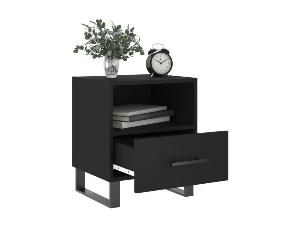 2-piece black bedside tables, 40x35x47.5 cm, engineered wood, RNLV33051