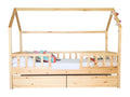 Cabin bed with guardrail, 2 drawers, pine wood, 90x190cm QETO29799