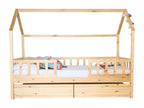 Cabin bed with guardrail, 2 drawers, pine wood, 90x190cm QETO29799