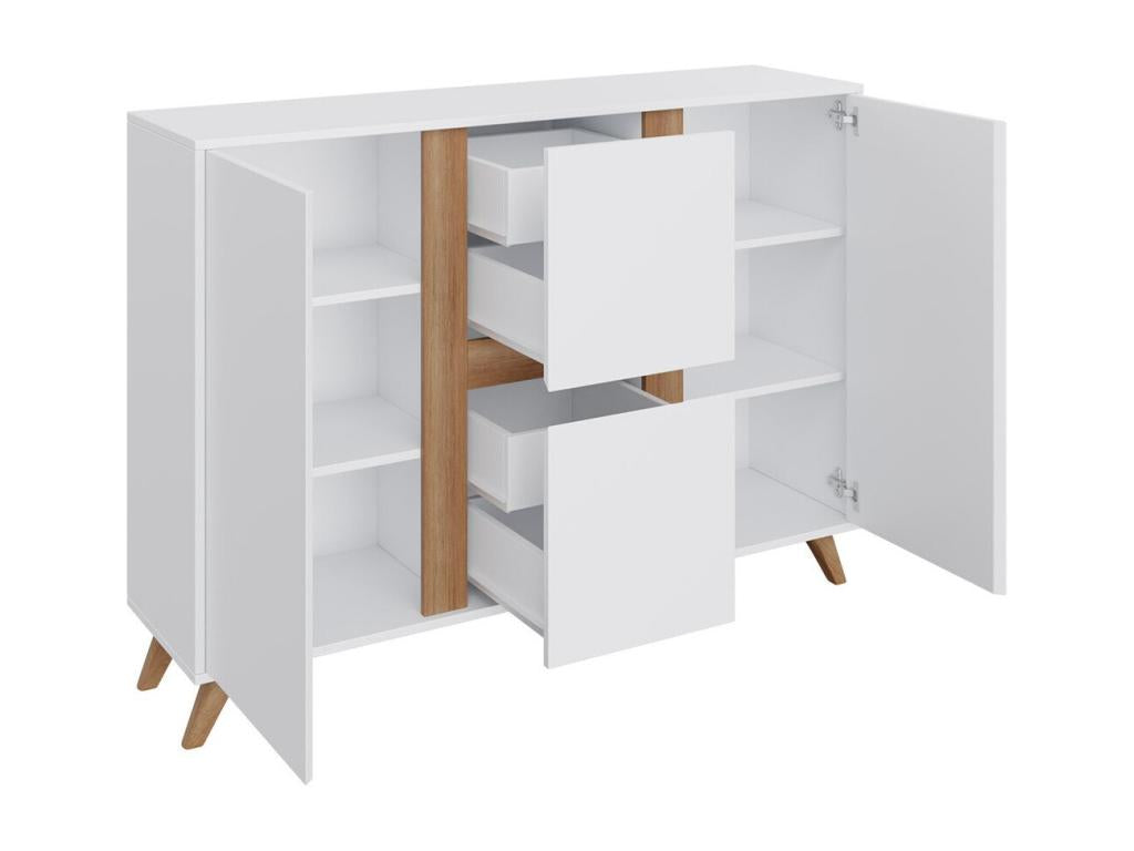 Lysvia 100 Chest of Drawers, Golden Oak - White, with Drawers and Doors, Number of Drawers: 2, 95cm, JCAH20112