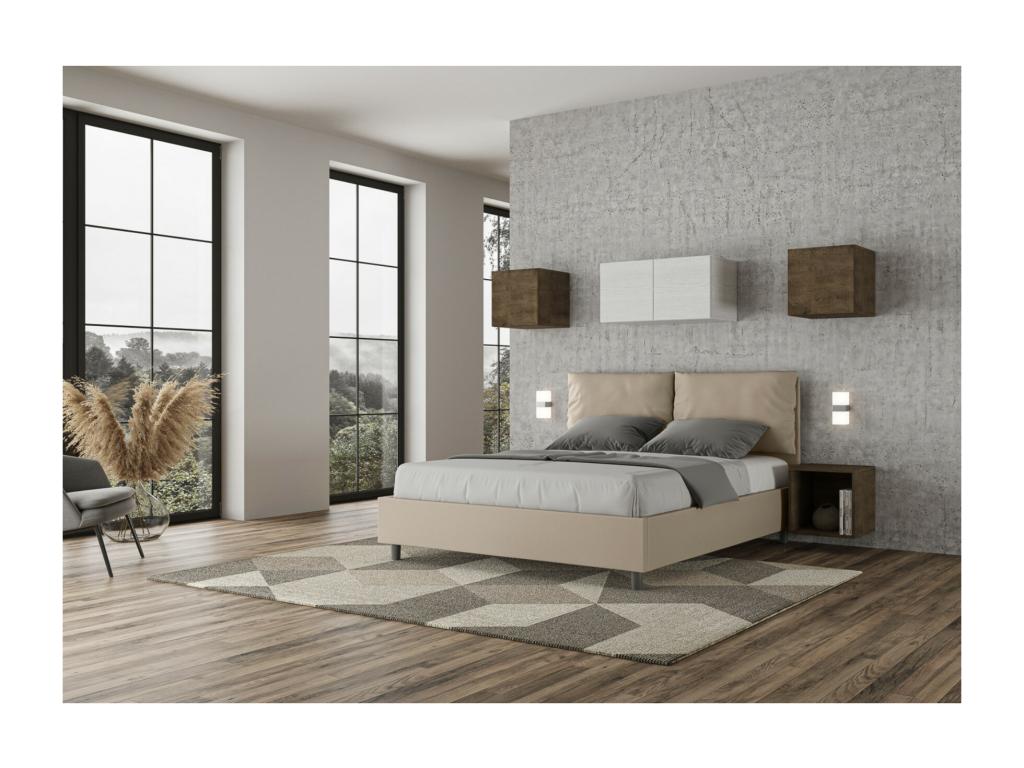 Modern adult bed with faux leather upholstered cushions - Dormeva White - 80x190cm - Optional with storage BUMT13745