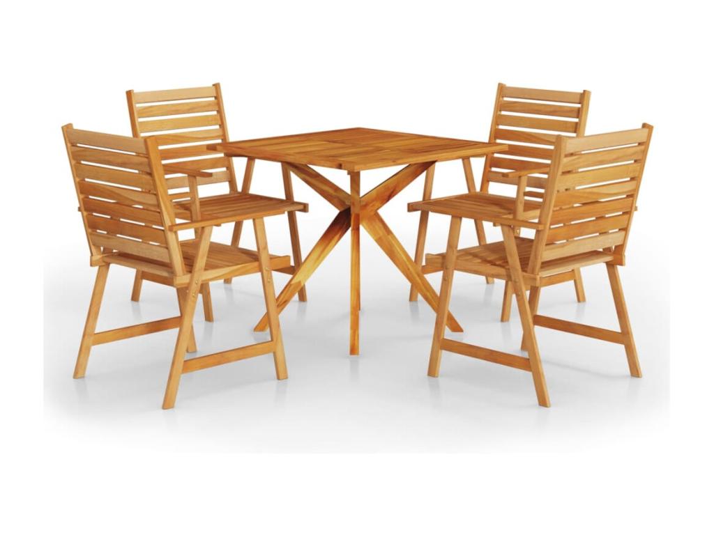 Zensova 5-piece garden dining set, solid wood, 4 MICC46916