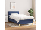 Upholstered bed base with mattress, blue, 90x190 cm, fabric BZKY57382
