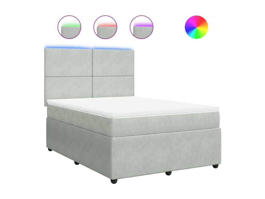 Dormeva bed base and mattress, light grey, 140x190cm, velvet, UQKZ52691