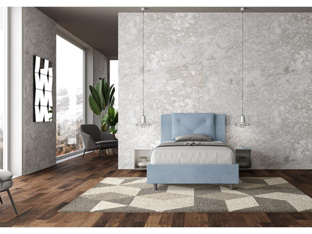 Dormeva BVKP56985 Single Bed with Storage, Upholstered 120x190cm Light Blue Microfiber