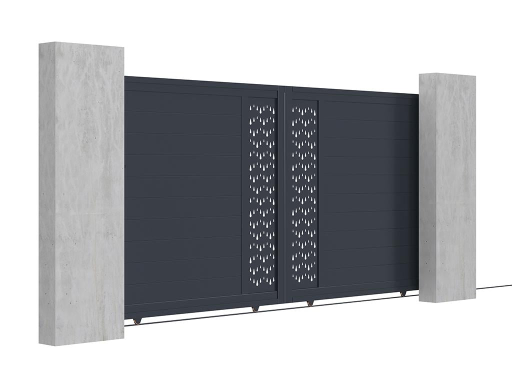 Dormeva ZUPK13981 semi-solid aluminum sliding gate with pattern, L374 x H180 cm, anthracite