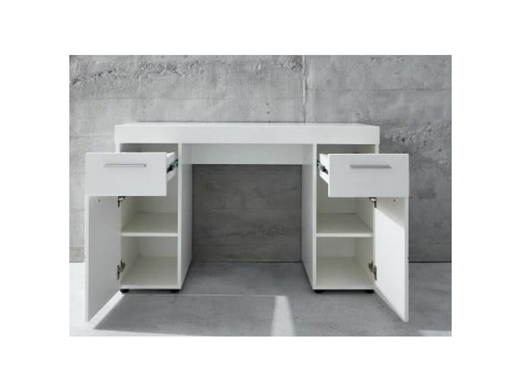 Dormeva WILP68001 White Lacquered Desk with 2 Doors and 2 Drawers
