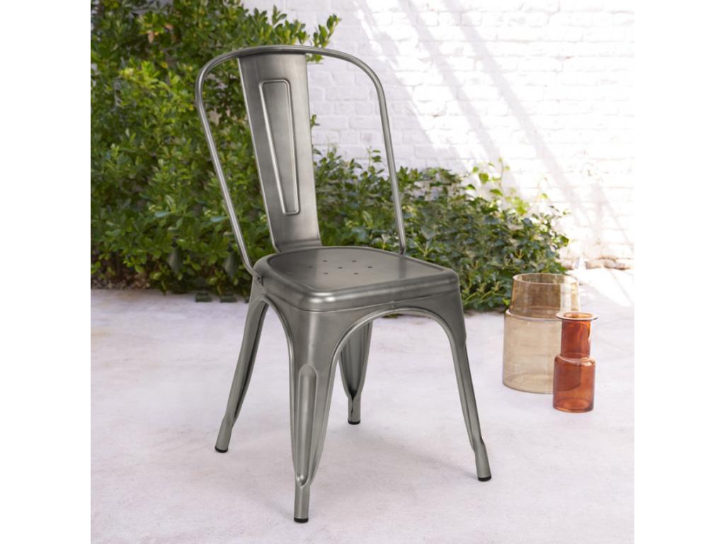 Dormeva Vintage Aged Steel Chair - Silver Steel Color QDNM14038