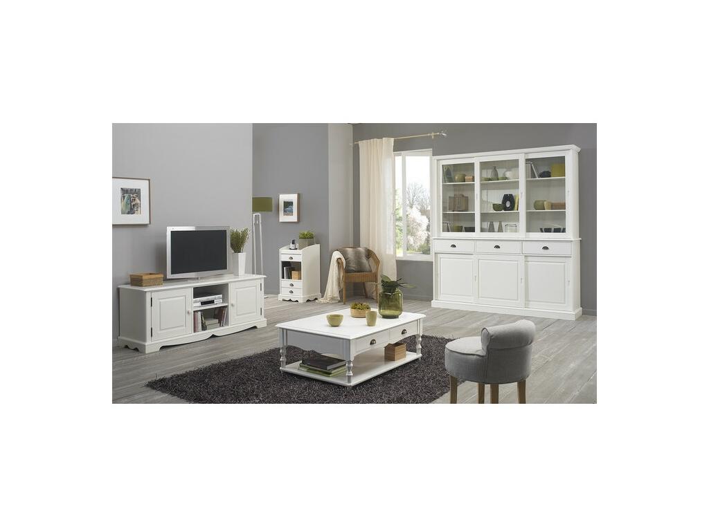 White Sideboard with 6 Sliding Doors, 3 Drawers, and 10 Shelves. W 178.6 cm H 199 cm D 42.3 cm ESQT84094