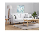 Dormeva 3-seater sofa bed in cream linen fabric with natural wood legs, 210cm UWXC79351