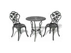 Round table and 2 green cast metal garden chairs Bridge EQPF03638