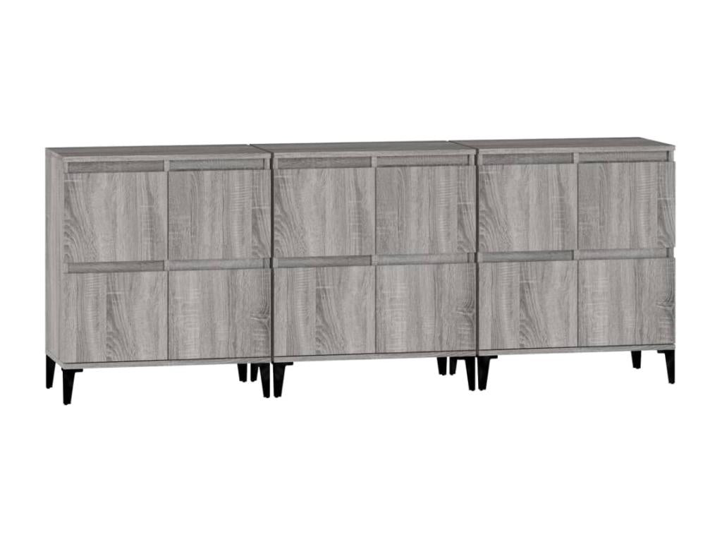 Dormeva 3-piece sideboard set, grey, 60x35x70 cm, engineered wood, QYOS73308