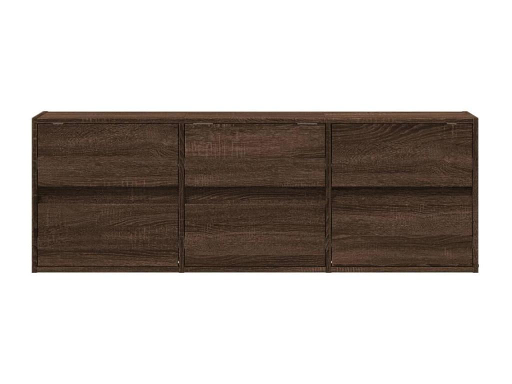 Wall-mounted TV unit with Dormeva LED lighting, brown oak finish, 130x31x45 cm, LGOD24644