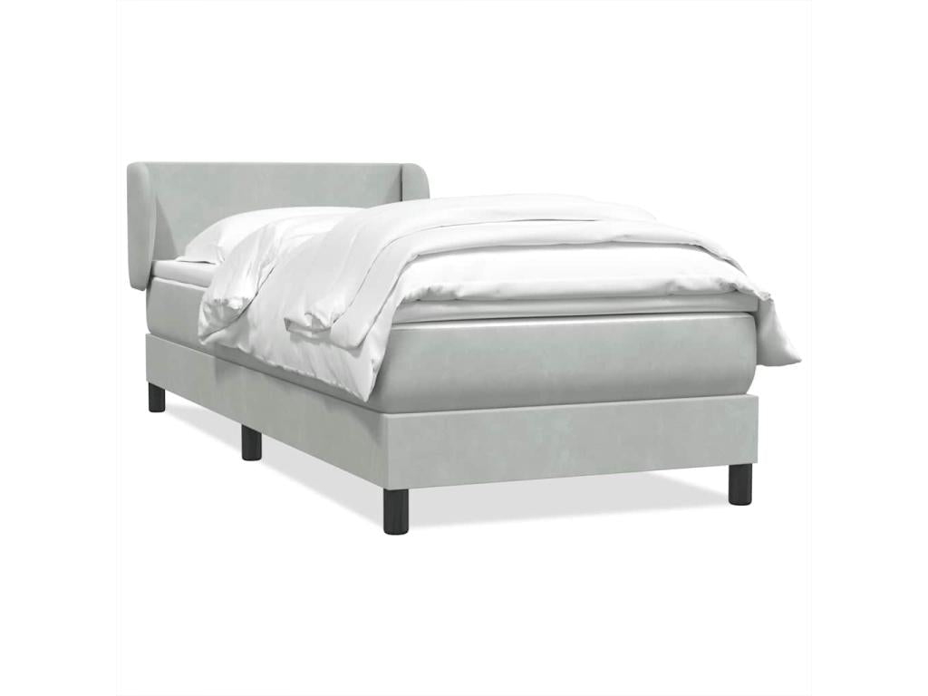 Dormeva bed base and light grey 90x220 cm velvet mattress DGGG21755