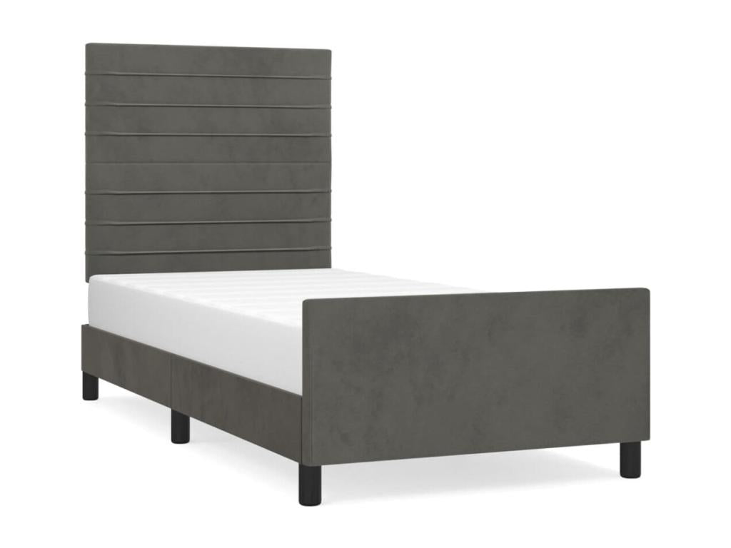Dark grey velvet bed frame without mattress 90x190 cm RYFG99766