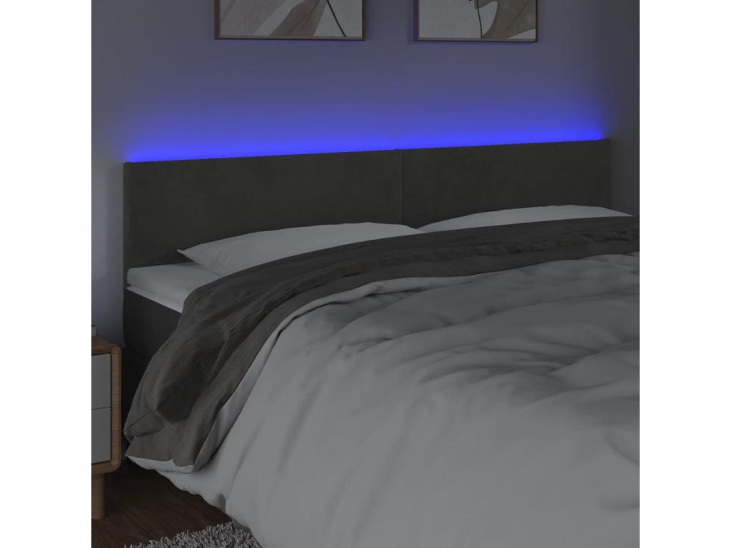 LED Headboard Dark Grey 200x5x78-88 Velvet CVOT21907