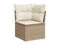 Garden furniture set with cushions, 7 pieces, beige woven resin BBHR56314