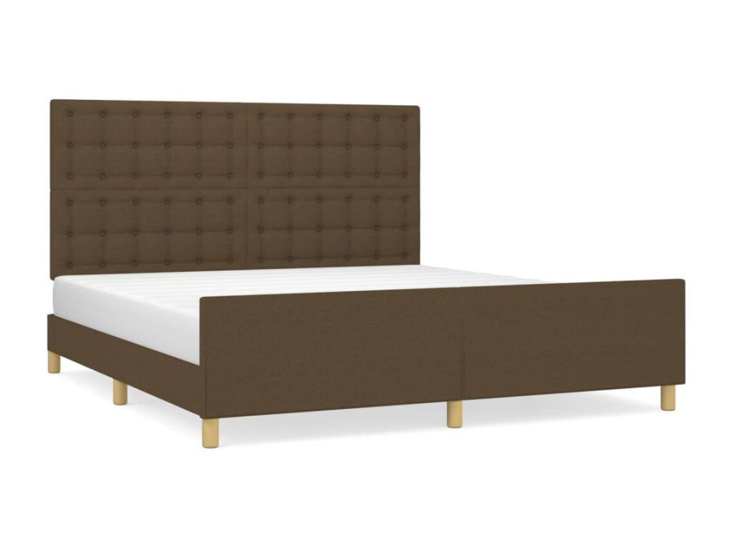 Bed frame with headboard, dark brown, 180x200 cm, fabric ELAG93438