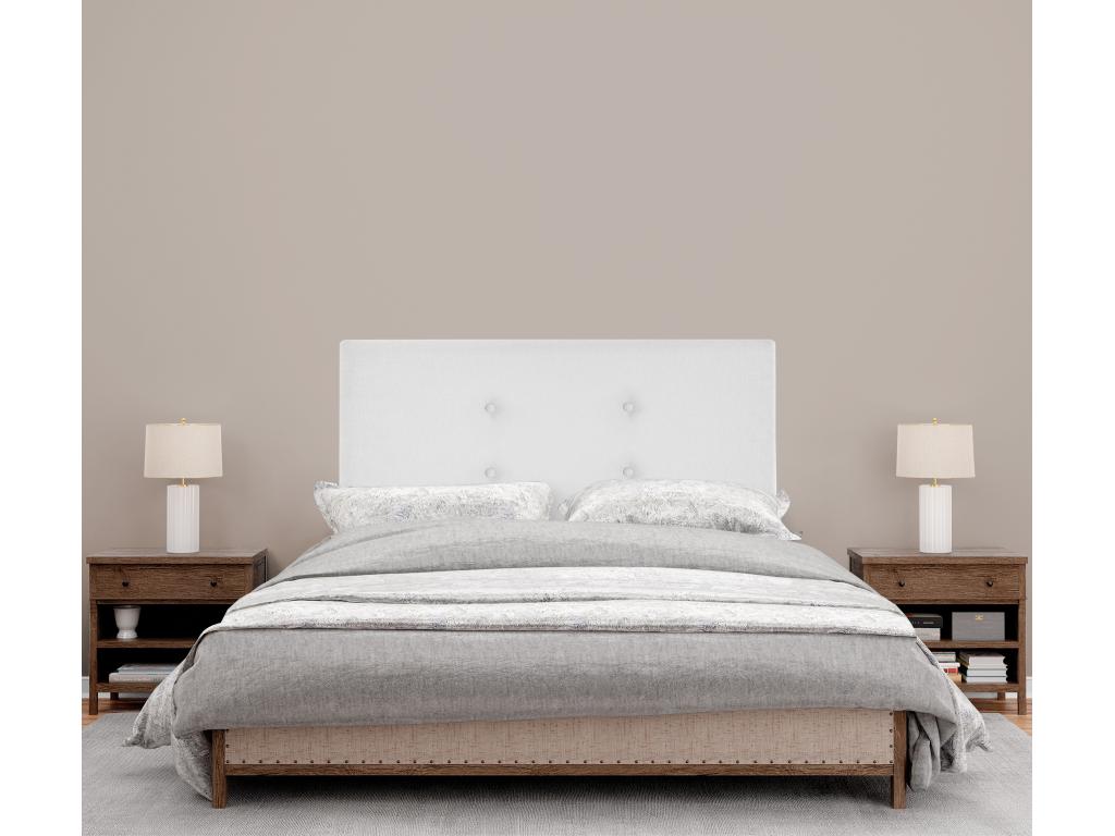 Lysvia Fabric Headboard with 2 Buttoned Lysvia Panels 90x105cm with Legs for 80/90cm Beds - White QXLB83385