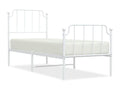 Metal bed frame with white headboard/footboard 75x190 cm PITE07537