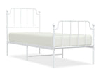 Metal bed frame with white headboard/footboard 75x190 cm PITE07537