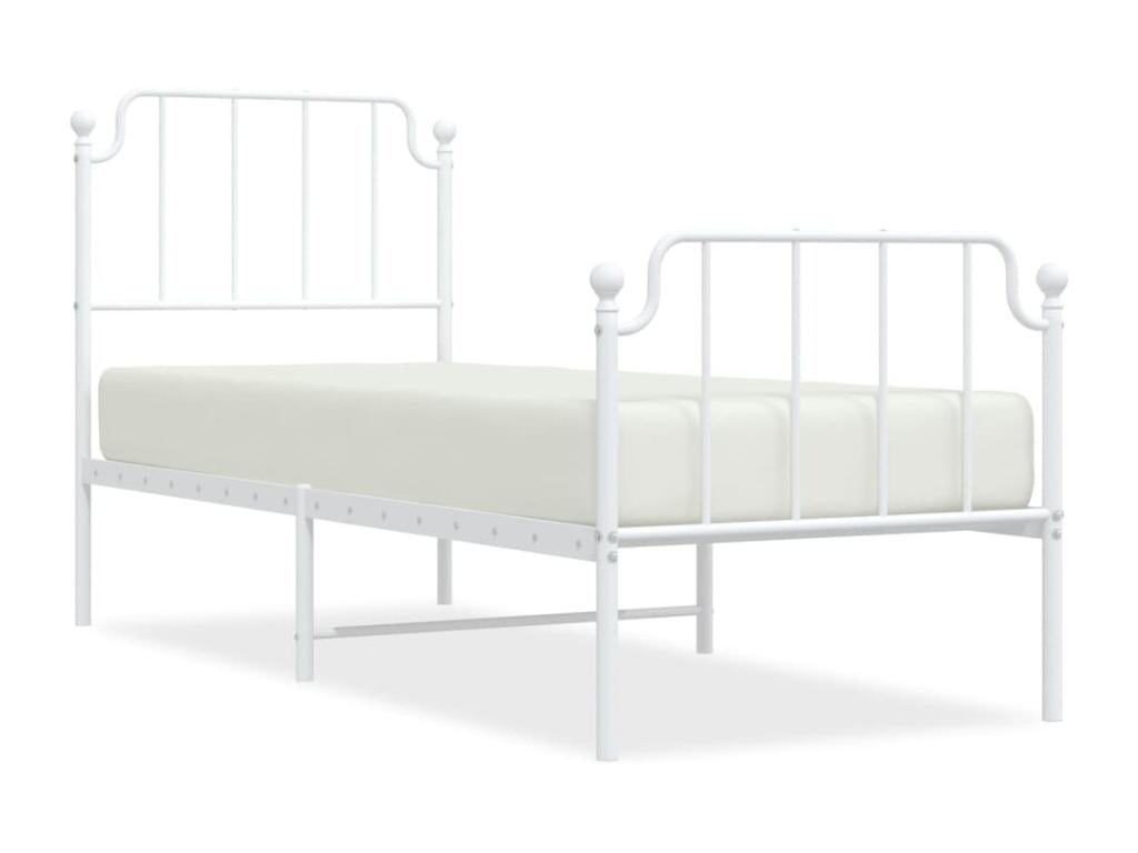 Metal bed frame with white headboard/footboard 75x190 cm PITE07537