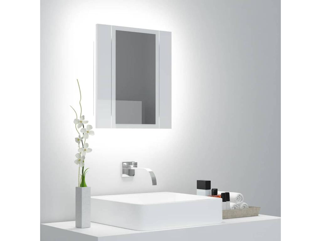 LED Bathroom Mirror Cabinet, Glossy White Acrylic ZHYR98659