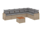Garden furniture set with cushions, 8 pieces, meDormeva beige woven resin NTSL28510