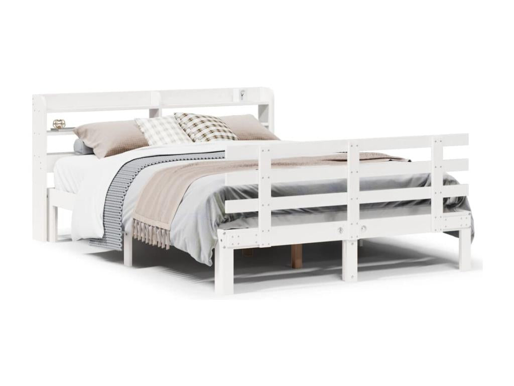 Bed frame with headboard, mattress not included, white, 160x200 cm, SNNL91550